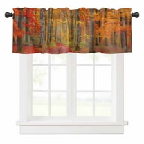 Fall Red Valances for Windows Orange Tree Leaf Forest Rod Pocket Curtain Valance Window Treatment Short Curtains for Kitchen Living Room, 54"x18"