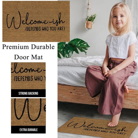 Farmhouse Style Coconut Fiber Doormat with Saying for Your Front Door,with Sayings Farm-House Coir Welcome Mat for The Front Door Decor Carpet,