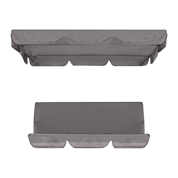 Fall Refresh 1X Swing Cover, 1X Swing Seat Cushion,210D Patio Swing Canopy Set Swing Replacement Cover + Swing Mat Kit (Roof: 142*120*18Cm + Seat: 150*50*10Cm) Gray