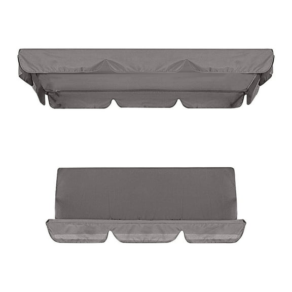 Fall Refresh 1X Swing Cover, 1X Swing Seat Cushion,210D Patio Swing Canopy Set Swing Replacement Cover + Swing Mat Kit (Roof: 142*120*18Cm + Seat: 150*50*10Cm) Gray