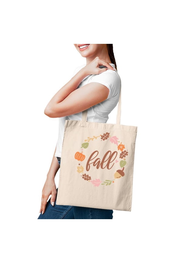 Fall Retro Flower Leaf Circle Tote Bag
