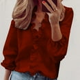 thumbnail image 1 of Fall Rollbacks Viikei Blouses for Women Fashion Casual,Women Casual Full Sleeve V-Neck Tops Loose Plus Size Women Clothing Wine XXXXL, 1 of 6