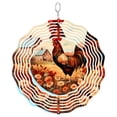 thumbnail image 1 of Fall Rooster Rustic Autumn Florals 3D Wind Spinner Stainless Steel Kinetic Art Barnyard Outdoor Gift 10 Inch, 1 of 4
