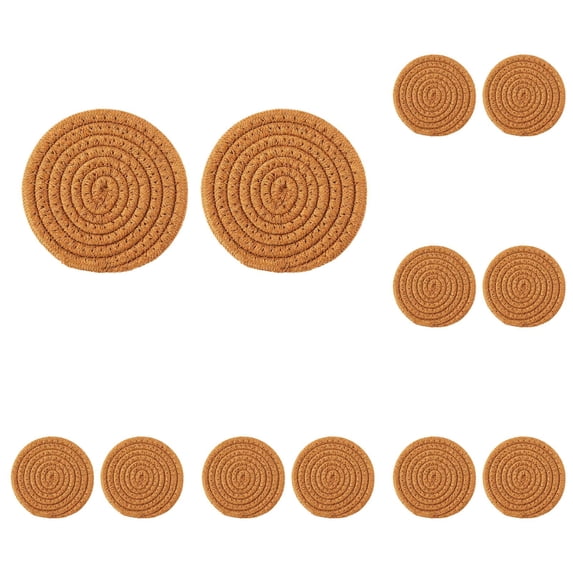 Fall Rope Coasters 4.3 Inch Woven Absorbent Drink Coasters Non- Heat Resistant Cute Holiday Home Decor Boho Neutral Coasters for Coffee Bar Farmhouse Table Desk 12PC
