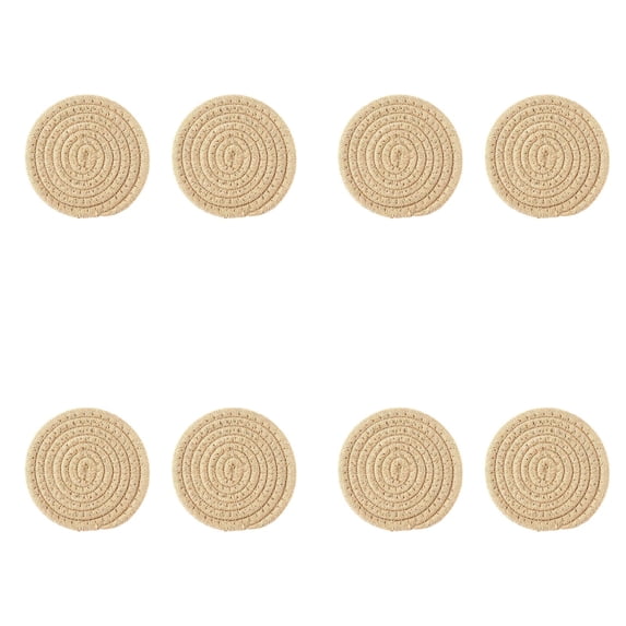 Fall Rope Coasters 4.3 Inch Woven Absorbent Drink Coasters Non- Heat Resistant Cute Holiday Home Decor Boho Neutral Coasters for Coffee Bar Farmhouse Table Desk 8PC