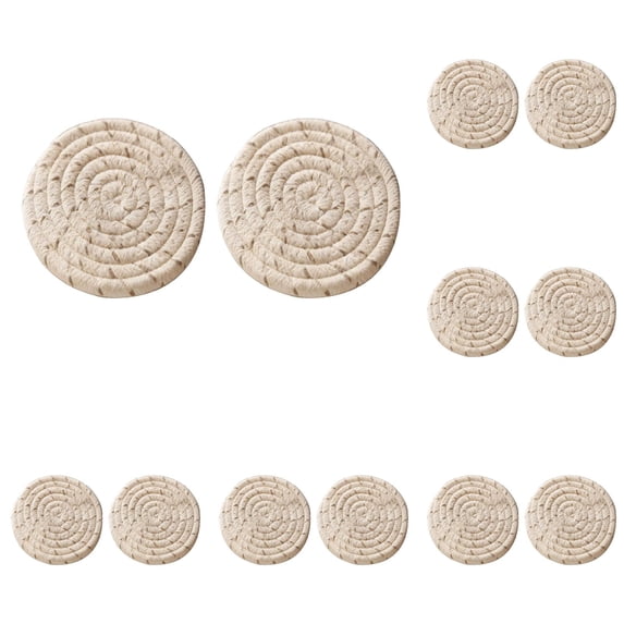 Fall Rope Coasters 4.3 Inch Woven Absorbent Drink Coasters Non- Heat Resistant Cute Holiday Home Decor Boho Neutral Coasters for Coffee Bar Farmhouse Table Desk 12PC