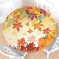thumbnail image 1 of Fall Round Fitted Tablecloth with Elastic Edge,Water-Resistant Picnic Orange Autumn Maple Leaf Pumpkin Sunflower Table Cover for 40-44" Found Tables Thanksgiving Table Cloth for Dinner,Outdoor,Patio, 1 of 6