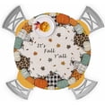 thumbnail image 1 of Fall Round Fitted Tablecloth with Elastic Thanksgiving Pumpkin Tablecloths It''s Fall Y''all Autumn Maple Leaves Table Cover for Kitchen Dinner Holiday Party Picnic Fits Tables up to 36-44 Diameter, 1 of 6