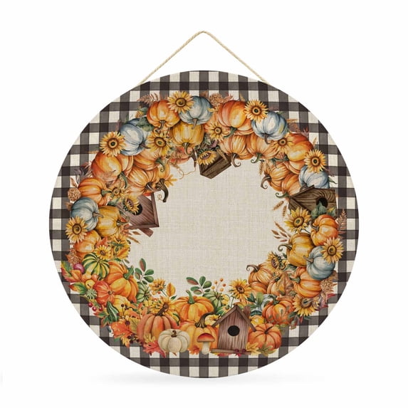 Fall Round Metal Signs for Outside Pumpkins Chalet Mushrooms Tin Signs ...