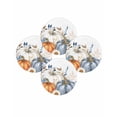 thumbnail image 1 of Fall Round Placemats Set of 4 Blue White Pumpkin Place Mats Thanksgiving Woven Placemat Autumn Eucalyptus Leaves Flower Circle Braided Table Mat for Kitchen Dining Table Party Home Decor 15 Inch, 1 of 9