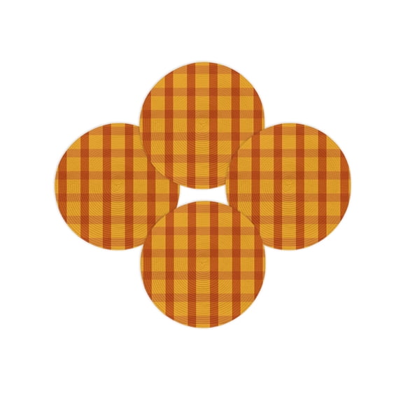 Fall Round Placemats Set of 4 Orrange Lattice Place Mats Thanksgiving Woven Placemat Autumn Buffalo Check Plaid Circle Braided Table Mat for Kitchen Dining Table Autumn Party Home Decor 15 Inch