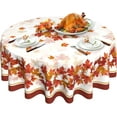 thumbnail image 1 of Fall Round Tablecloth 60 Inch, Autumn Maple Leaves Table Cloth for Rustic Farmhouse Kitchen Decor, Wipeable Polyester Fabric Table Cover for Holiday Party, 1 of 6