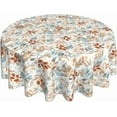 thumbnail image 1 of Fall Round Tablecloth 60 Inch Thanksgiving Autumn Harvest Table Cloth Orange Blue Watercolor Leaf Table Cover for Kitchen Dinner Picnic Home Party Outdoor, 1 of 6