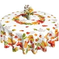 thumbnail image 1 of Fall Round Tablecloth 60x60 Inch Autumn Maple Leaf Table Cover Holiday Decorations Seasonal Decor for Home Kitchen Dining Room Picnic Party Thanksgiving, 1 of 6