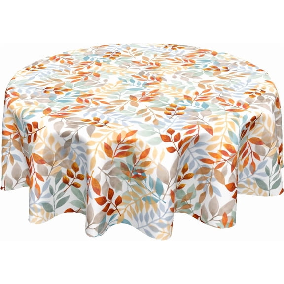 Fall Round Tablecloth 60x60 Inch Fall Leaves Tablecloth Circular Autumn Thanksgiving Round Table Cloth Washable Tabletop Autumn Leaves Table Cover for Seasonal Holiday Home Kitchen Dining Party Decor