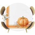 thumbnail image 1 of Fall Round Tablecloth, Fitted Table Cover with Elastic for 36"-44" Round Tables, Orange Pumpkin Thanksgiving Autumn Stripe Leaf Table Cloth Outdoor Indoor Dinning Party Waterproof Tablecloths, 1 of 7