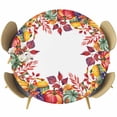 thumbnail image 1 of Fall Round Tablecloth, Fitted Table Cover with Elastic for 36"-44" Round Tables, Thanksgiving Vintage Country Sunflower Pumpkin Table Cloth Outdoor Indoor Dinning Party Waterproof Tablecloths, 1 of 7