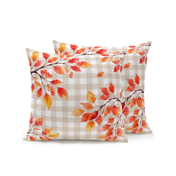 Leaf Tech Fall Rowan Leaf Outdoor Throw Pillows with Inserts Set of 2, 16