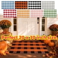 thumbnail image 1 of Fall Rug, 20 x 30 Inches Fall Cotton Orange and White Plaid Rug, Hand-Woven Indoor/Outdoor Buffalo Plaid Rug for Porch, Living Room, Entryway, Pink, 1 of 9