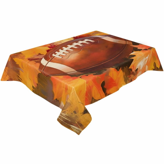 Fall Rugby Rectangle Tablecloths 60x140,Orange Thanksgiving Autumn Maple Leaf Table Cloth Table Cover Indoor/Outdoor Tabletop Decor for Wedding Holiday Party Dinner Baby Shower