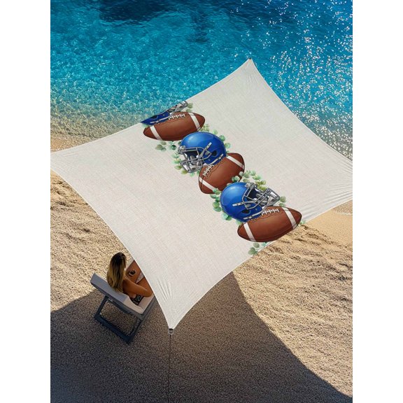 Fall Rugby Sun Shade Sail 6.5' x 10', Eucalyptus Leaf Blue Baseball Cap Linen Texture Rectangle Outdoor Sunshade Canopy, Waterproof UV Block Patio Covers for Garden Yard Beach