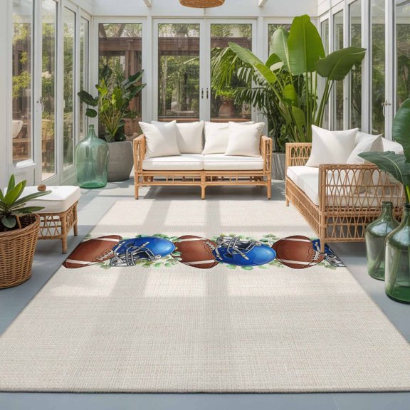 Fall Rugby Washable Area Rugs 3'x5', Eucalyptus Leaf Blue Baseball Cap Linen Texture Washable Throw Living Room Rug Non-Slip Sturdy Edge Binding Carpet for Indoor Entryway Bedside Kitchen