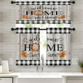 thumbnail image 1 of Fall Rustic Kitchen Curtains Checkered Window Curtains Valance and Tier Set 36 Inch, Home Sweet Pumpkin House Rod Pocket Short Tier Curtain for Room, Autumn Small Cafe Kitchen Decor, 1 of 6