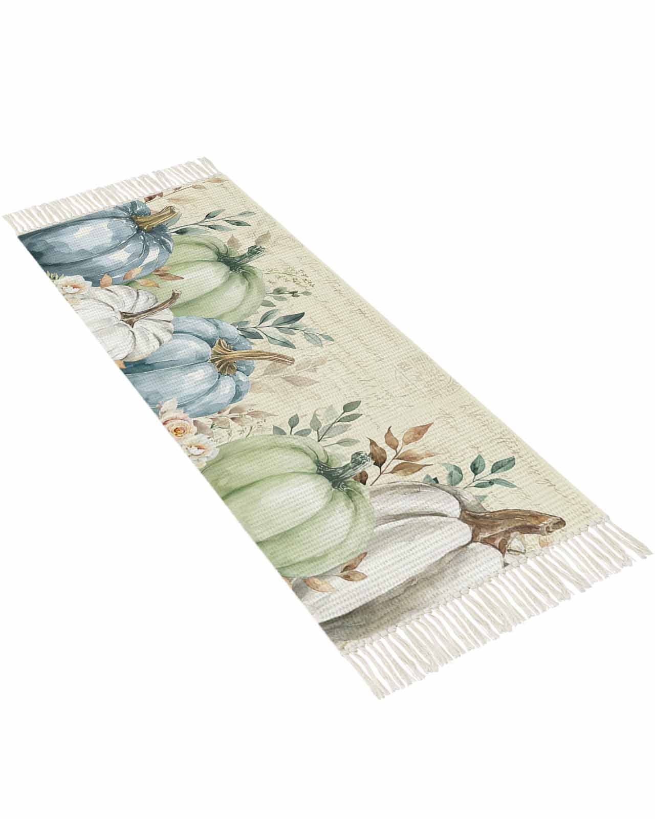Fall Sage Green Blue Kitchen Runner Rug 2'x4', Washable Woven Cotton ...