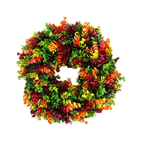 Hvmvliv Fall Door Wreath Artificial Red Leaves Wreath - 15In Large Size Fall Wreath For Front Door Wall Window Decoration A