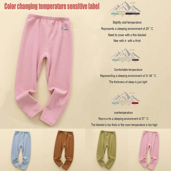 HVOBTTY Toddler Straight Leg Trousers, Fall Long Pants for Girl, Kids Casual Elastic Waist Cotton Temperature Monitoring Warm Bottom Pants for Boys and Girls Pink, 5-6 Years