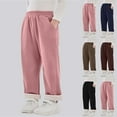 thumbnail image 1 of HVOBTTY Toddler Straight Leg Trousers, Fall Long Pants for Kid, Kids Casual Comfortable Solid Color Pocketed Cuffed Fleece Warm Long Pants Black, 11-12 Years, 1 of 5