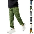 thumbnail image 1 of HVOBTTY Toddler Straight Leg Trousers, Fall Long Pants for Kid, Kids' Casual Solid Color Elastic Waist Cuffed Long Pants with Pockets Army Green, 6-7 Years, 1 of 5