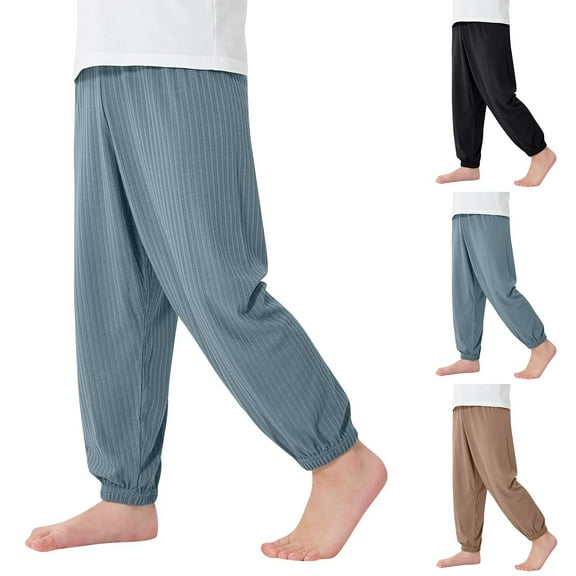 HVOBTTY Toddler Straight Leg Trousers, Fall Long Pants for Kid, Kids' Casual Solid Color Ice Silk Mosquito Proof Outerwear Cuffed Homewear Long Pants Black, 2-3 Years