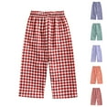thumbnail image 1 of HVOBTTY Toddler Wide Leg Trousers, Fall Long Pants for Kid, Kids' Fashion Casual Versatile Mosquito Proof Lightweight Checkered Long Pants Light Blue, 3-4 Years, 1 of 4