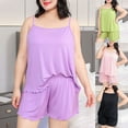 thumbnail image 1 of Fall Saving! HVOBTTY Women's Camisole and Shorts Pajama Sets, Pajama Sets for Women, Women's Casual Plus Size Solid Color Loose Suspender abd Shorts Two Piece Pajama Sets Green, XXL, 1 of 5