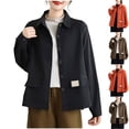 thumbnail image 1 of Fall Saving! HVOBTTY Women's Crop Jackets, Fall Coat for Women, Women's Fashion Long Sleeve Short Everyday Wear Jacket Orange, L, 1 of 5