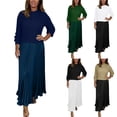 thumbnail image 1 of Fall Saving! HVOBTTY Women's Elegant Shift Dress, Fall Casual Dresses for Women, Women's Casual Elegant Crew Neck Solid Color Long Sleeve Maxi Pleated Dress Green, M, 1 of 4