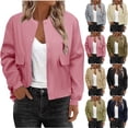 thumbnail image 1 of Fall Saving! HVOBTTY Women's Long Blazer, Fall Coat for Women, Women's Fashion Casual Solid Color Lapel Long Sleeve Short Style Coat Pink, XXL, 1 of 5