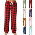 thumbnail image 1 of HVOBTTY Women's Long Pajama Pants, Pajama Pants for Women Plus Size, Women's Comfortable Soft Plaid Print Drawstring Elastic Waist Long Pajama Pants Green, XXXL, 1 of 5