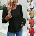 thumbnail image 1 of HVOBTTY Women's Long Sleeved Lightweight T Shirt, Fall Tops for Women, Women's Casual Crew Neck Solid Color Lightweight Patchwork Top Orange, XL, 1 of 5