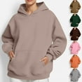 thumbnail image 1 of Fall Saving! HVOBTTY Women's Long Sleeved Pullover Sweatshirts, Fall Tops for Women, Women's Basic Solid Color Loose Crew Neck Hooded Pullover Sweatshirt Gray, XL, 1 of 5