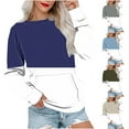 thumbnail image 1 of Fall Saving! HVOBTTY Women's Long Sleeved Pullover T Shirts, Fall Tops for Women, Women's Casual Crew Neck Solid Color Pocket Patchwork Loose Sweatshirt Khaki, S, 1 of 5