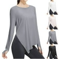 thumbnail image 1 of HVOBTTY Women's Long Sleeved Pullover T Shirts, Fall Tops for Women, Women's Casual Solid Color Round Neck Long Sleeve Sports T Shirt Gray, M, 1 of 5