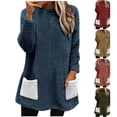 thumbnail image 1 of HVOBTTY Women's Long Sleeved Pullover T Shirts, Fall Tops for Women, Women's Round Neck Color Block Long Sleeve Pocket Thickened Warm Top Red, XXXL, 1 of 5