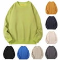 thumbnail image 1 of Fall Saving! HVOBTTY Women's Long Sleeved Sweatshirts, Fall Tops for Women, Women's Casual Solid Color Crew Neck Drop Shoulder Fleece Pullover Sweatshirts Black, XXXL, 1 of 4