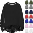 thumbnail image 1 of HVOBTTY Women's Long Sleeved Sweatshirts, Fall Tops for Women, Women's Casual Solid Color Crew Neck Knit Striped Pullover Sweatshirts Army Green, XXXL, 1 of 5