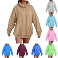 thumbnail image 1 of Fall Saving! HVOBTTY Women's Long Sleeved Sweatshirts, Fall and Winter Tops for Women, Women's Casual Soft Solid Color Versatile Hooded Long Sweatshirt with Pocket Mint Green, Mint Green, 1 of 4