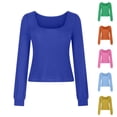 thumbnail image 1 of Fall Saving! HVOBTTY Women's Long Sleeved T Shirt, Fall Tops for Women, Women's Fashionable Solid Color Crew Neck Sports Everyday Wear Top Yellow, M, 1 of 4