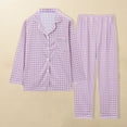thumbnail image 1 of HVOBTTY Women's Long Sleeves and Long Pants Pajama Sets, Pajama Sets for Women, Women's Casual Print Loose Collar Long Sleeve Shirt and Long Pants Button Down Pajama Sets Purple, L, 1 of 3