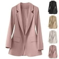thumbnail image 1 of Fall Saving! HVOBTTY Women's Mid Length Blazer, Fall Coat for Women, Women's Casual Solid Color Blazer Long Sleeve Lapel Suit Jacket with Pockets White, XXXL, 1 of 5